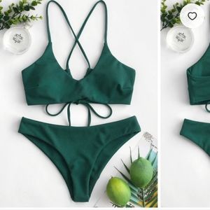 Sea green cross back bikini